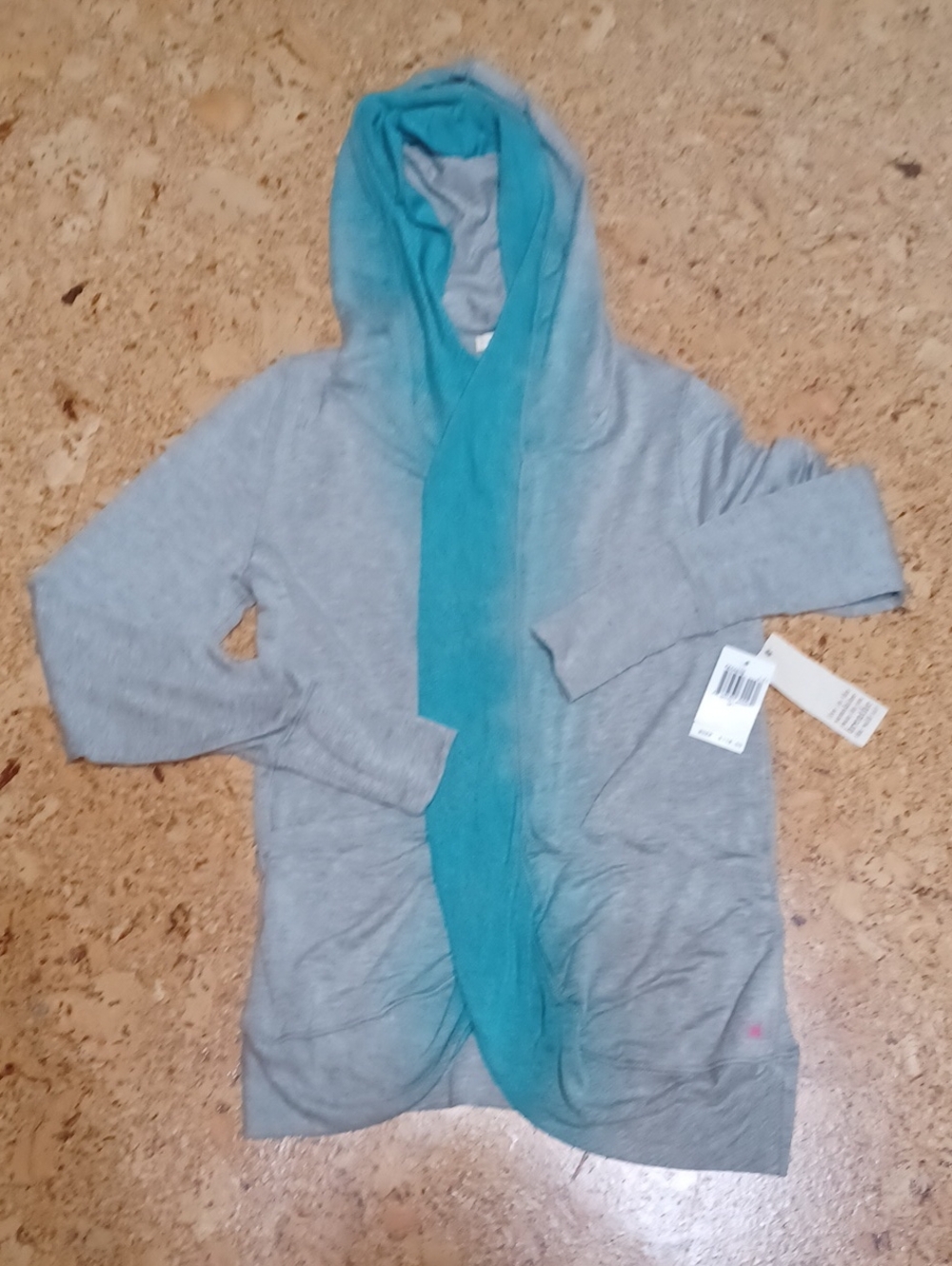 Pink Lotus Women's Activewear Blue/Grey Ombre Hooded Open Cardigan XL NWT